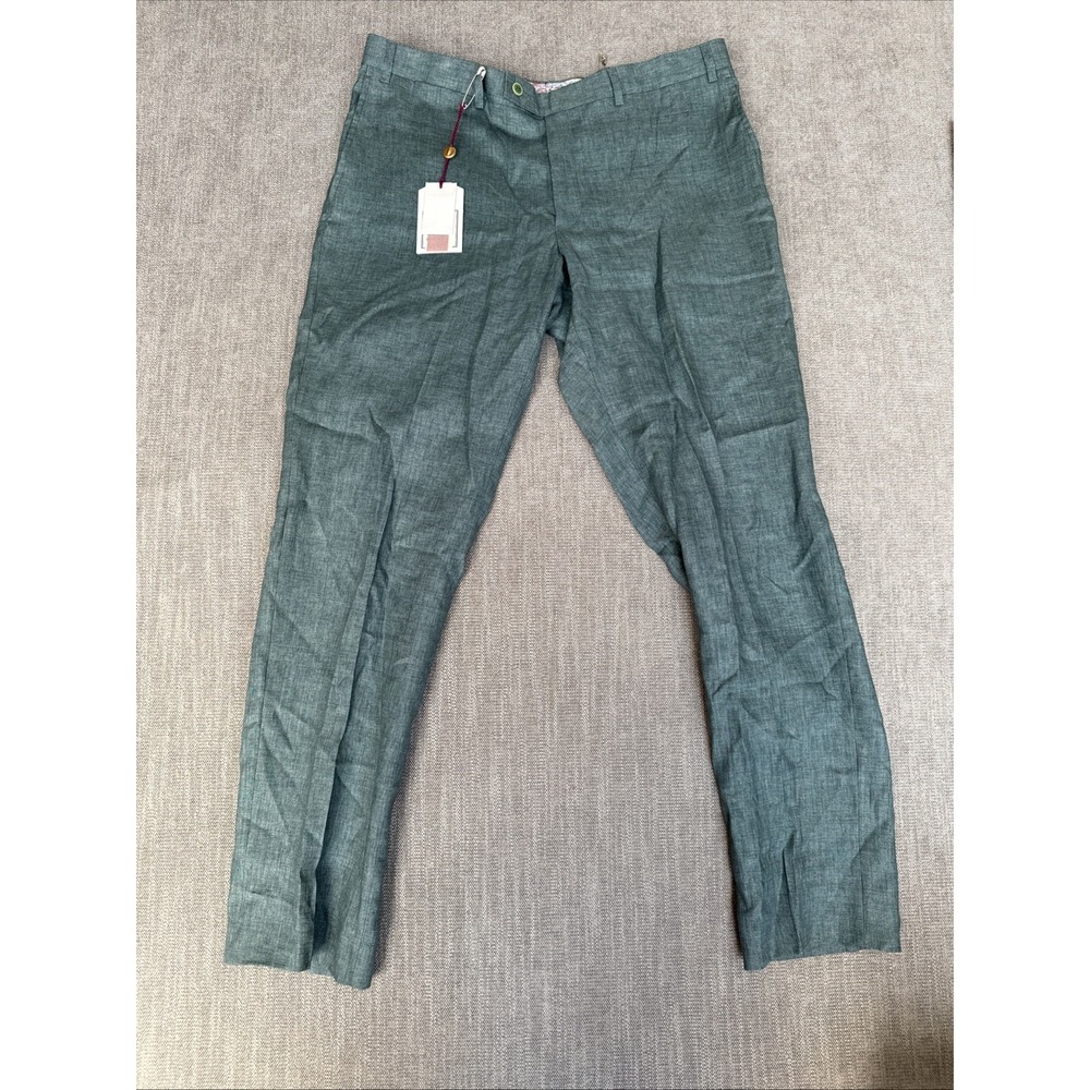 Robert Graham Russell Dress Pants Mens 38R Cedar Green Slim Skinny Leg Luxury